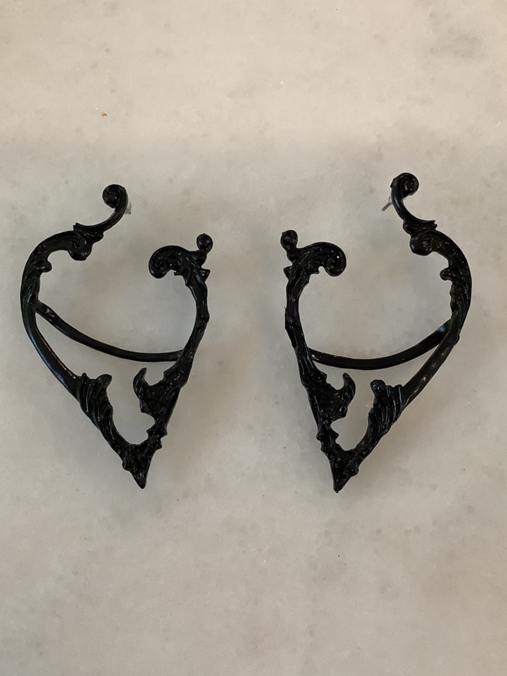 Bethnyas Gothic Black Elf Ear Cuffs with Stud Earring, Brand New